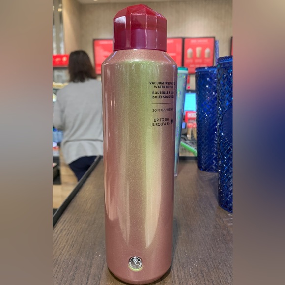 Starbucks Iridescent Glitter Water Bottle Cup Stainless Tumbler Jeweled Top 2022 - Picture 5 of 16